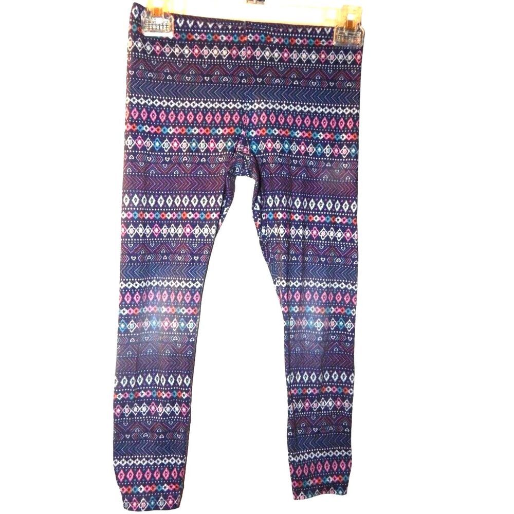 FADED GLORY girls medium 7-8 soft navy blue printed leggings